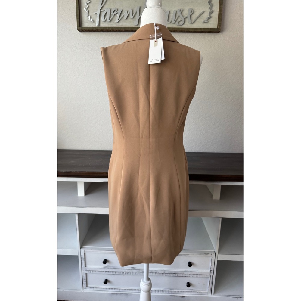 NWT Good American Luxe Suiting Sleeveless Blazer Dress Pecan Size 3 L EE - Picture 3 of 8